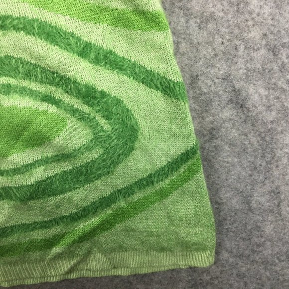 House of Sunny Dress 4 Midi Green Knit Psychedelic Textured Eyelash 60s 90s - Picture 2 of 16